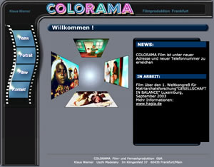 Screenshot der Colorama Film Webseite coloramafilm.de
